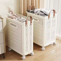 Panier à linge multifonctionnel pliable de grande capacité, peu encombrant, roues, tissu respirant PP, rangement de vêtements de salle de bain