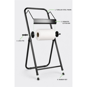 Dispensador de Toallitas Personalizado JH-Mech <span class=keywords><strong>Proworks</strong></span>, Resistente, Ahorra Espacio, Metálico con Recubrimiento en Polvo Negro, Soporte de Piso para Rollos de Papel - Product Image 1
