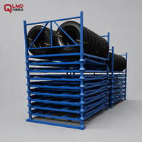 Support de stockage de pneus en acier robuste, revêtement poudré argenté, protection anti-rouille et anti-corrosion, capacité de charge de 1000 kg, pliable et empilable