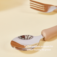 Ensemble fourchette et cuillère pour enfants Meitai en forme de patte de chat, sans BPA, en silicone et acier inoxydable, antidérapant, lavable, pour les tout-petits