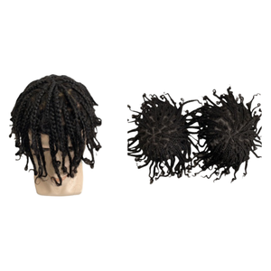 En stock toupet <span class=keywords><strong>afro</strong></span> curl pour hommes toupet <span class=keywords><strong>afro</strong></span> curl perruque pour hommes # 1b couleur noir de jais pleine boîte tresse dread lock cheveux toupet pour hommes - Product Image 1