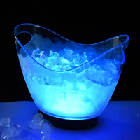 Seau à glace LED rechargeable en plastique avec logo personnalisé lumineux pour bars, clubs, restaurants, bières, vins et boissons