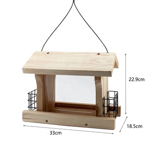 Mangeoire à oiseaux sauvages en bois pour décor de ferme maison d'oiseau en bois nichoir de sapin mangeoire à oiseaux suspendue boîte d'élevage en bois - Product Image 2