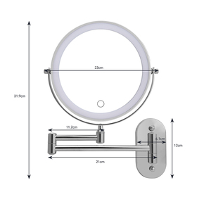Hotel Bathrooms Rotating Wall <strong>Mirrors</strong> Expandable Save Space LED Illuminated Lighted Wall Mounted Dual Sided <strong>Magnifying</strong> Makeup - Product Image 5