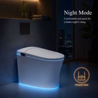 WC intelligent en céramique monobloc avec double chasse à siphon, bidet automatique, siège chauffant, capteur de pied et télécommande