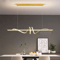 Nouvelle ligne minimaliste lampes suspendues contemporaines salle à manger lustre noir linéaire