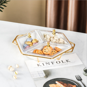 Plato de Frutas de Cerámica Verde Oscuro con Soporte de Hierro Forjado, Bandeja de Aperitivos con Rejilla Prismática, Esmalte de Color para Frutos Secos, Pasteles y Aperitivos - Product Image 3