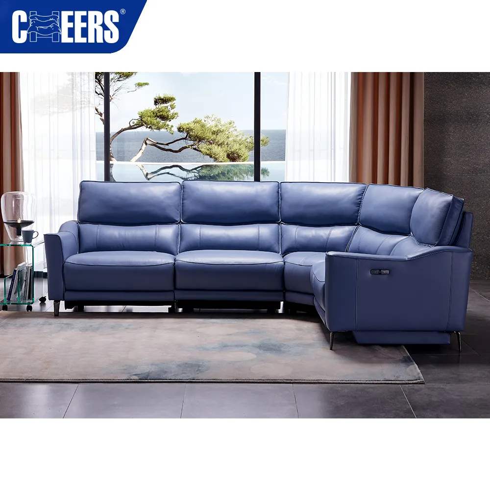 MANWAH CHEERS Luxury Designer Furniture Living Room Corner Sofa Power Leather Recliner Sectional Couch Sofa Set