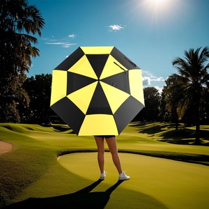 Wholesale Advertising Durable Custom Straight Windproof Golf <b>Umbrella</b> Yellow with Fiberglass Frame for Outdoor Sports & Events - Product Image 1