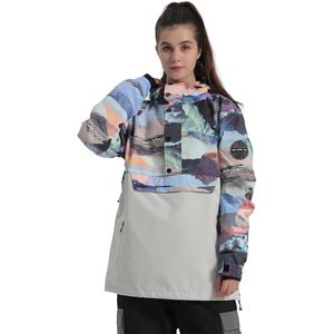 Chaqueta de Snowboard para Mujer, Impermeable 15k, Cortavientos, Aislada, Transpirable 10k, Cálida, para Esquí en Nieve, con Estampado Digital y Bloques de Color - Product Image 1