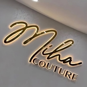 工場卸売 カスタム ビジネス用 3D バックライト ロゴ チャネル 木製 アクリル LED 文字サイン 美容サロン向け - Product Image 3