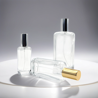 Flacon de parfum vide de luxe en gros pour fabricants, atomiseur pulvérisateur transparent rectangulaire ou rond, 25ml 50ml 100ml