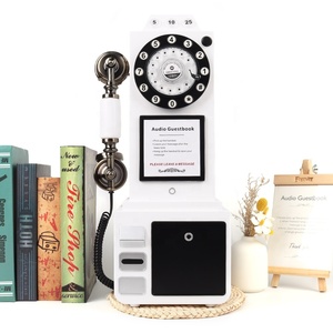 Livre d'or audio blanc autoportant de style téléphone public avec <span class=keywords><strong>carte</strong></span> de message personnalisée et bouton d'enregistrement à une touche - Product Image 2