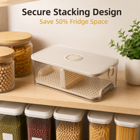Conteneur de stockage en plastique de qualité alimentaire stable pour réfrigérateur, boîte rectangulaire scellée de grande taille pour la cuisine