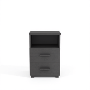 HAMAR Comodino in Legno Massello Grigio Scuro 15.7x13.8x24.4 Pollici con 2 Cassetti, Arredamento Camera da Letto - Product Image 1