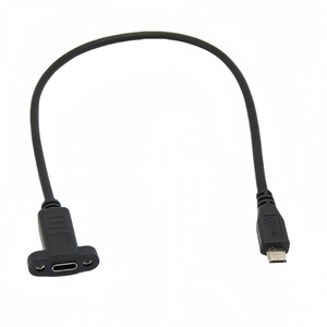 Cable de extensión Micro USB a Tipo C hembra con orificios para tornillos de montaje en panel y conector de datos - Product Image 3