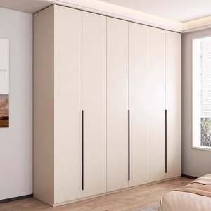 Cream White Wardrobe With Side <b>Storage</b> Cabinet Modern Custom <b>Bedroom</b> Closet Multi Functional Wardrobe - Product Image 2