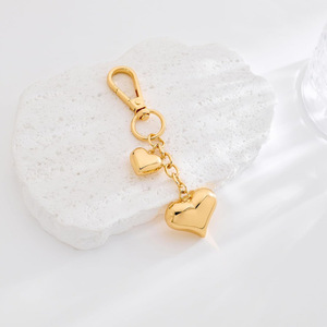 Llavero <span class=keywords><strong>de</strong></span> Diseño Sencillo con Forma <span class=keywords><strong>de</strong></span> Corazón y Cuentas, Cadena Metálica, Accesorios Colgantes, Dorado y Plateado - Product Image 4