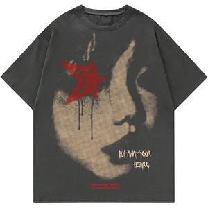 100% di cotone nero squadrato oversize t-shirt per gli uomini 320gsm vista lavata pesante 320gsm grande anteriore stampa digitale a maglia - Product Image 1