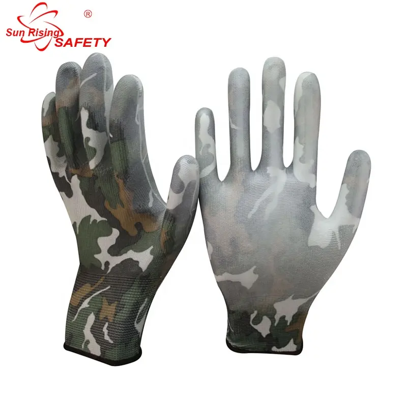 SRsafety guanti rivestiti in PU ad alta destrezza da lavoro in poliestere guanti da giardino da esterno guanti personalizzati a mano