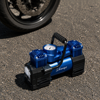 Compresseur d'air portable en métal à double cylindre 150 PSI pour voiture, gonfleur de pneus 12V DC avec lumière LED pour utilisation d'urgence et gonflage rapide