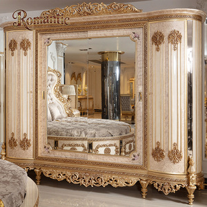 เตียงไม้ทรงกลมคุณภาพสูงสไตล์วิลล่าหรูหราหรูหราดีไซน์เนอร์เฟอร์นิเจอร์ห้องนอนโครงเตียงควีนไซส์ - Product Image 5