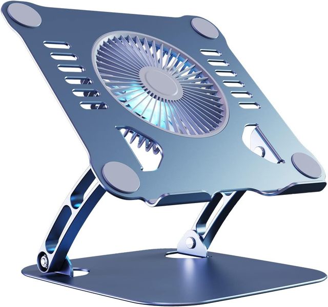 Laptop Cooling Stand with 3 Speed Fan, Adjustable Height Laptop Stand for Desk, Ergonimic Aluminum Laptop Cooling Pad for 10-15