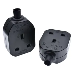 13A 250V UK British Standard Female Socket Power Adaptor Detachable Power Cord Cable Connector Socket Black