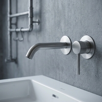 Robinetterie de lavabo encastrée murale moderne en acier inoxydable 304, ensemble monocommande avec douchette extractible et cartouche céramique