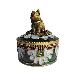 Кроличья безделушка XinZhiRun, античная Золотая эмалированная коробка на память, декоративная фигурка с кроликом ручной работы, футляр для украшений - Product Image 1
