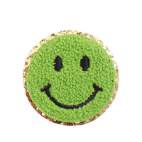 Patch personnalisé en forme de cœur à paillettes, en chenille, avec bordure dorée, thermocollant, pour la vente en gros, idéal pour les articles promotionnels de tournées de concerts, les vestes de fans de groupe et les cadeaux en vrac