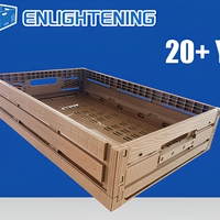 Caisse en plastique pliable ventilée à effet bois, empilable, pliable, multi-tailles, fabriquée en usine