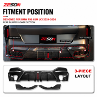 Diffuseur de pare-chocs arrière en fibre de carbone véritable style S pour BMW F96 X6M LCI Competition 2024-2026