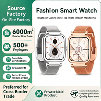 Montre connectée avec écran TFT carré, chargement magnétique, bracelet milanais, surveillance de l'oxygène sanguin et du sommeil pour les couples