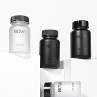 Bouteille en verre noir mat à large ouverture de 60cc, 100cc, 120cc, 150cc pour emballage de gommes, vitamines, pilules, suppléments et capsules – 100ml
