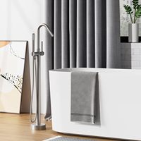 Chrome Autoportant Monté Sur Pied Baignoire Cae Robinet Robinets Contemporain Autonome Baignoire Robinet En Laiton