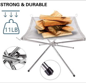 Folding <b>Portable</b> Steel Mesh Camping Outdoor Wood Burning Bonfires Rack Stainless Steel <b>Fire</b> <b>Pit</b> with Carrying Bag - Product Image 5