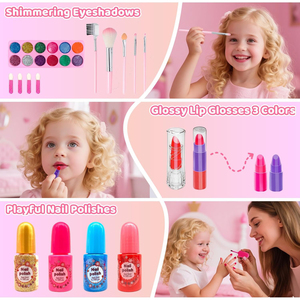 Kit de maquillage pour filles 56 pièces, jouet sûr et lavable, véritable jeu de maquillage, trousse de maquillage, princesse, habillage, beauté, jouets de mode pour enfants - Product Image 3