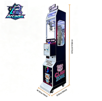 Mini machine à griffes verticale compacte en plastique, à monnayeur, avec accepteur de billets, pour attraper les jouets et les porte-clés, pour centre commercial, version anglaise