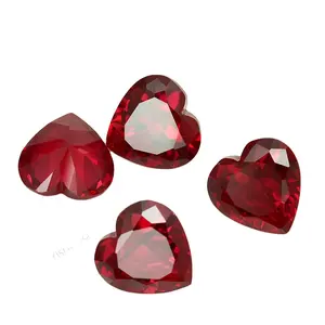 Factory Polished Synthetic Heart Facet Blood Red 5# Ruby Stone Prices