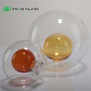 Pantalla de Lámpara de Mesa de Doble Pared de Vidrio Borosilicato 3.3 de Color Ámbar, Soplada a Mano, para Decoración del Hogar e Iluminación Interior, de Fábrica OEM - Product Image 2