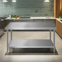 OEM RVS Werkbank Keuken Commerciële RVS Tafel Restaurant Metalen Tafel Drie-laags Voorbereidings Tafel
