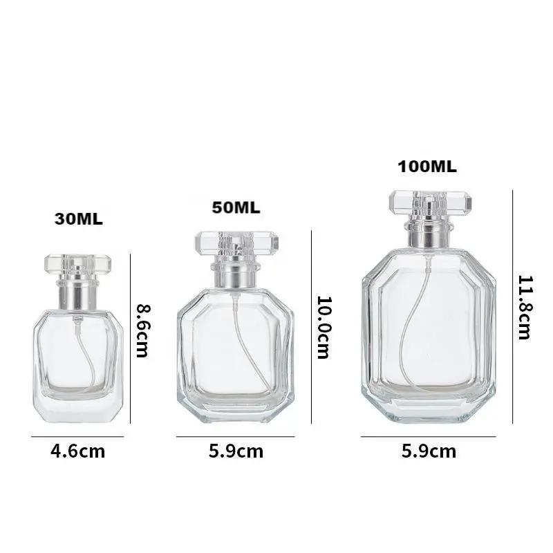 Botol kaca parfum kecil portabel kustom 30ml 50ml 100ml tekanan perjalanan untuk minyak dan serum untuk penggunaan industri