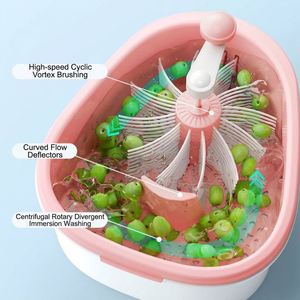 Factory Portable Fruit <b>Vegetable</b> Washing Machine Cleaner Spinner Bowl With <b>Brush</b> Efficient Cleaning Tool for Kitchen - Product Image 3
