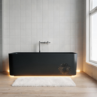 Baignoire autoportante rectangulaire en acier inoxydable 304, style minimaliste moderne, facile à installer, pour bain à remous intégré dans la salle de bain