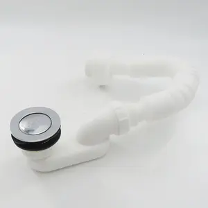 Bathtub Shower Drain Pipe Low Profile Flat 1 1/2 P Trap Kit Flexible