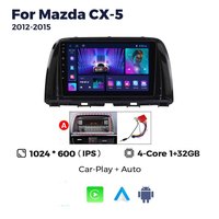 Autoradio multimédia avec navigation GPS, Wi-Fi, Android Auto sans fil et CarPlay pour Mazda CX-5 (2012-2015) - Écran 9 pouces