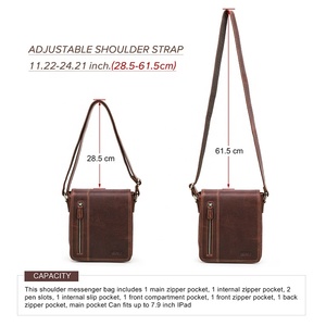 Bolso Mensajero de Cuero Genuino Vintage de CONTACT'S para Hombre, Diseño de Solapa, Bolso de Hombro, Bandolera, para iPad de 7.9 Pulgadas, para el Trabajo Diario - Product Image 5