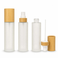 Kemasan Kosmetik Kelas Atas 30ml 50ml 100ml 120ml 150ml Botol Semprot Kaca Matte Frosted Dengan Sprayer Kabut Bambu