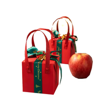 Boîte cadeau portable de Noël en papier synthétique rigide réutilisable et recyclable avec ruban, design imprimé UV, taille personnalisable